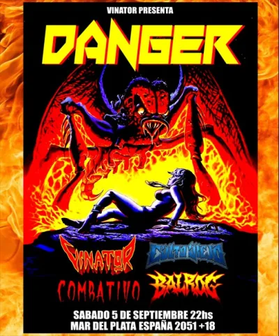 Flyer de Vinator presenta: DANGER!