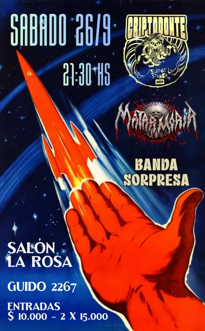 Flyer de Criptodonte · Matar o Morir · Banda Sorpresa